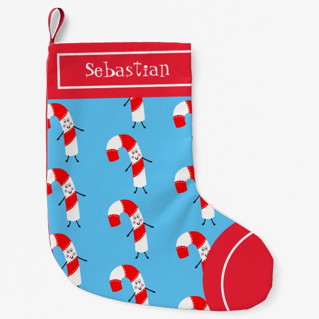 Personalised Christmas Candy Cane Small Christmas Stocking (Front)