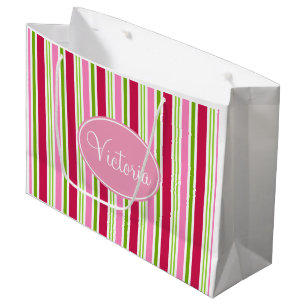 Personalised Christmas Candy Stripe Gift Bag