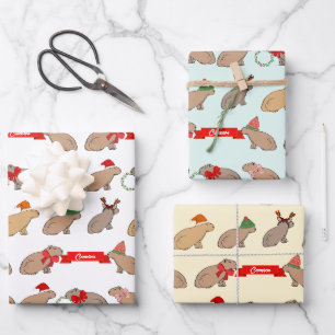 Personalised Christmas Capybara Cute Wildlife Wrapping Paper Sheet