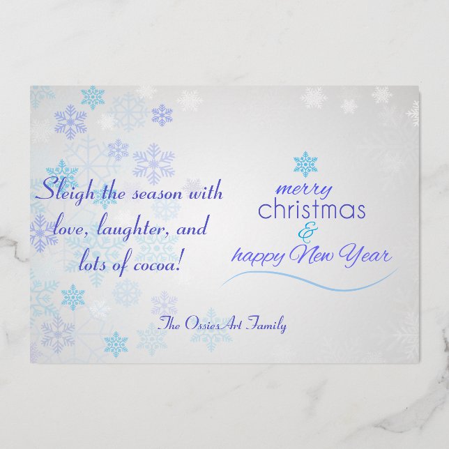Personalised Christmas Card.  Foil Holiday Card (Front)