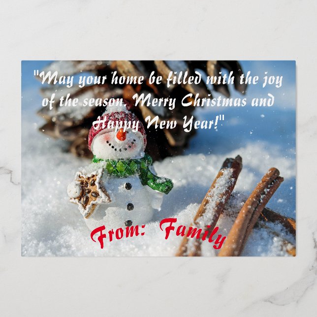 Personalised Christmas Card. Foil Holiday Card (Front)