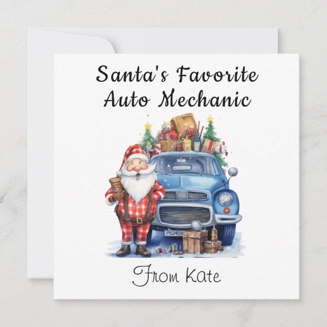 Personalised Christmas Card For Car/Auto Mechanic (Front)