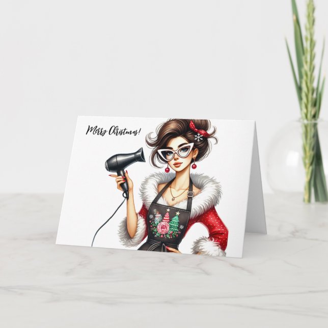Personalised Christmas Card for Chic Hairdresser (Front)