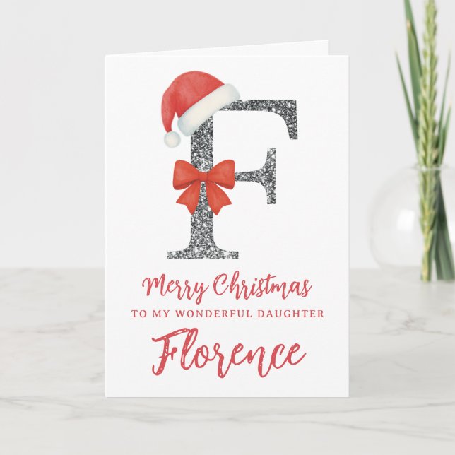 Personalised Christmas Card - Letter F (Front)