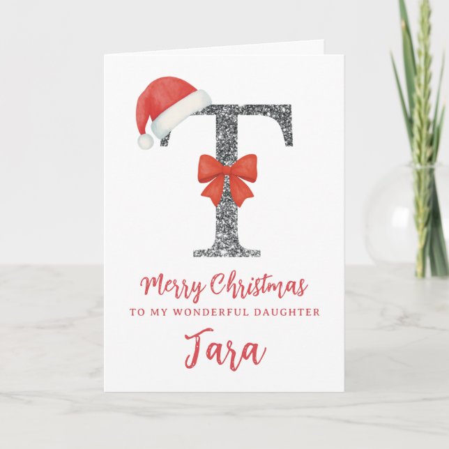 Personalised Christmas Card - Letter T (Front)