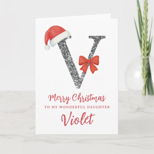 Personalised Christmas Card - Letter V (Front)