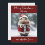 Personalised Christmas Card Santa Hamster<br><div class="desc">Experience the holiday magic with a Personalised Santa Hamster Christmas Card! This charming card features a cheerful hamster in a Santa suit, spreading joy to [Recipient's Name]. Make it uniquely yours by adding warm wishes from [Sender's Name]. May your holidays be filled with laughter and the delight of personalised festivities!...</div>