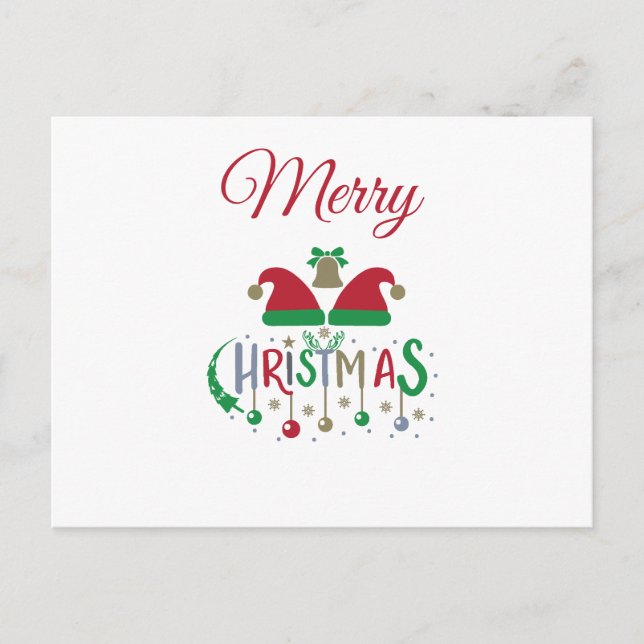 Personalised Christmas Card Santa Hats Ornaments (Front)