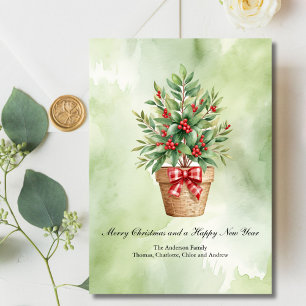 Personalised Christmas Card Tree Red Berries