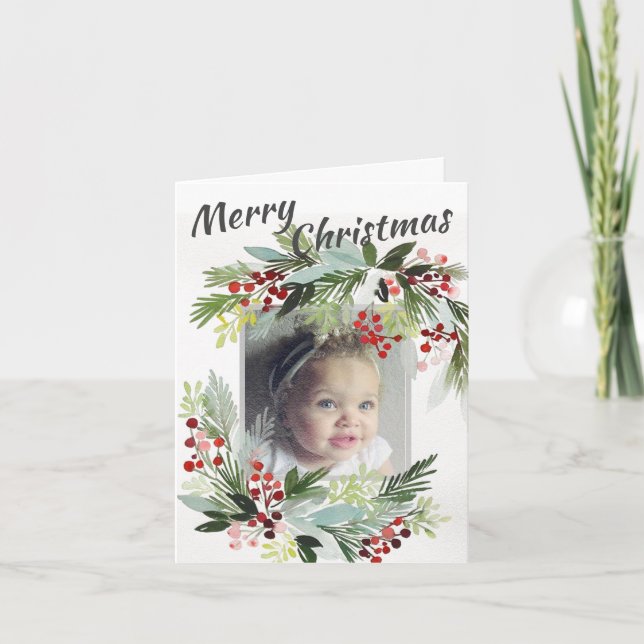 Personalised Christmas Card - Winter Berries (Front)