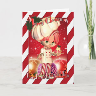 Personalised Christmas Card With Cute Chef And Bau