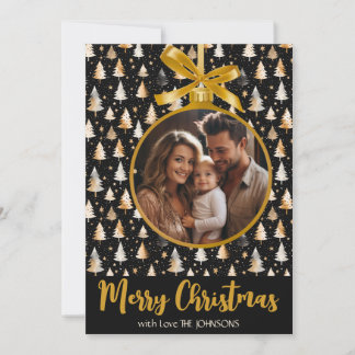 Personalised Christmas Card with Golden Ornament