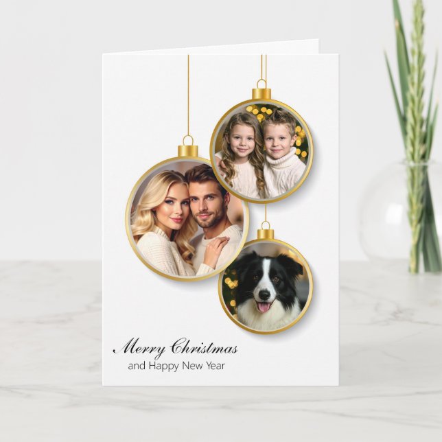 Personalised Christmas Card with Hanging Ornaments (Front)