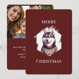 Personalised Christmas Cards, Husky Holiday Card