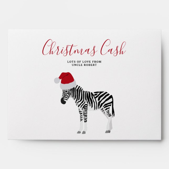 Personalised Christmas Cash Money Funny Zebra  Envelope (Front)