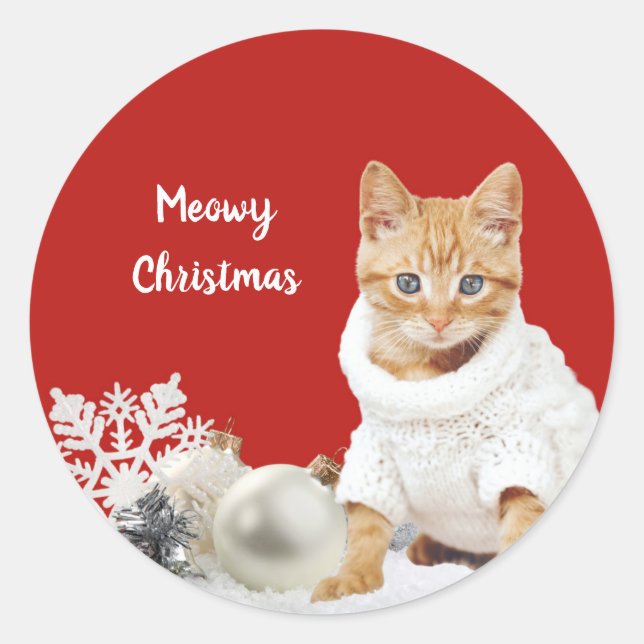 Personalised Christmas Cat Stickers (Front)