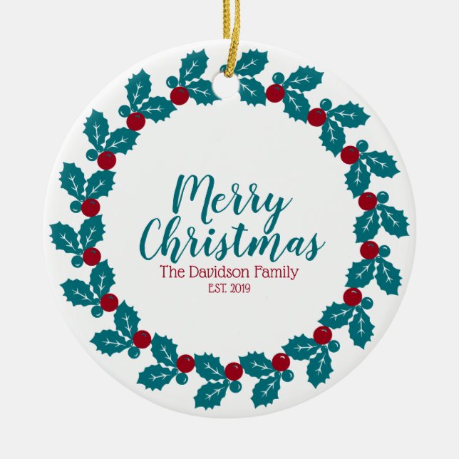 Personalised Christmas Ceramic Tree Decoration (Front)