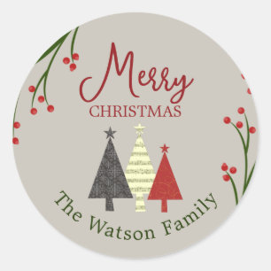 Personalised Christmas Classic Round Sticker