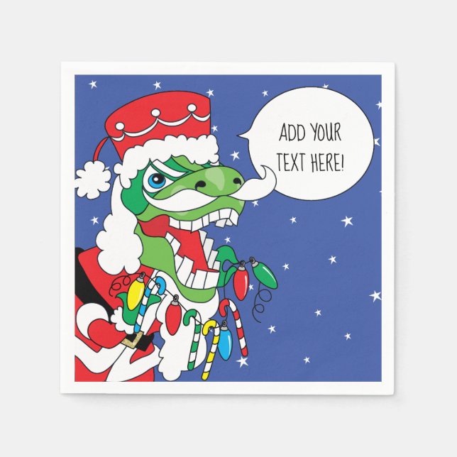 Personalised Christmas Cocktail Napkins TySANTAsau (Front)