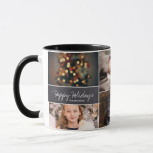 Personalised, Christmas, Collage 6 Photos, Chalk Mug