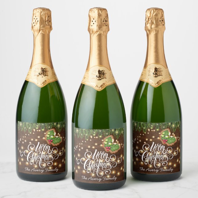Personalised Christmas Cookie Decorating Party Sparkling Wine Label (Bottles)