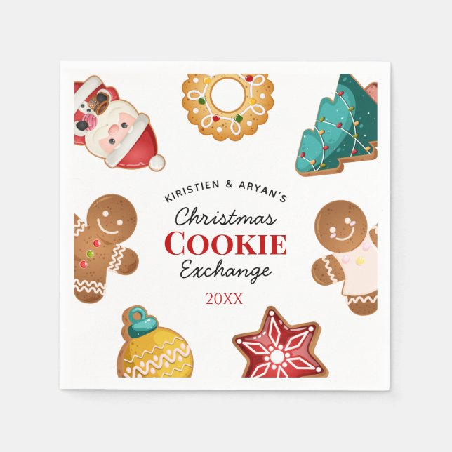 Personalised Christmas Cookie Exchange Gingerbread Napkin (Front)
