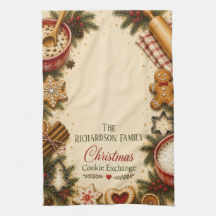 Personalised Christmas Cookie Exchange Kitchen Tow Tea Towel