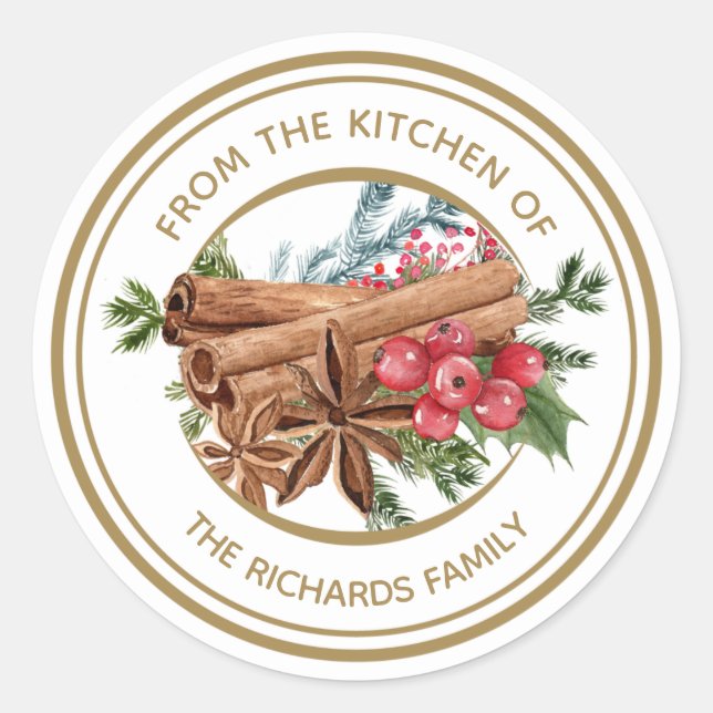 Personalised Christmas Cookie Holiday Baking  Classic Round Sticker (Front)