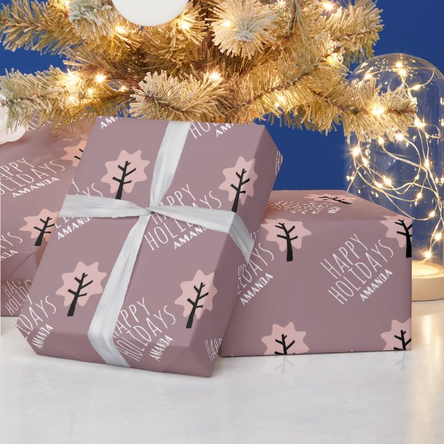 Personalised Christmas Cookie Tree Holiday Wrapping Paper (Holidays)
