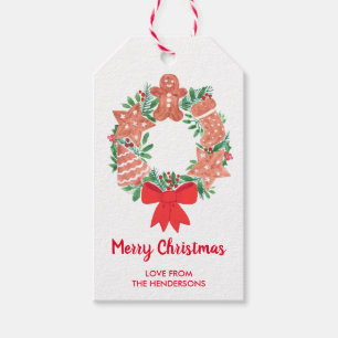 Personalised Christmas Cookie Wreath Gift Tags