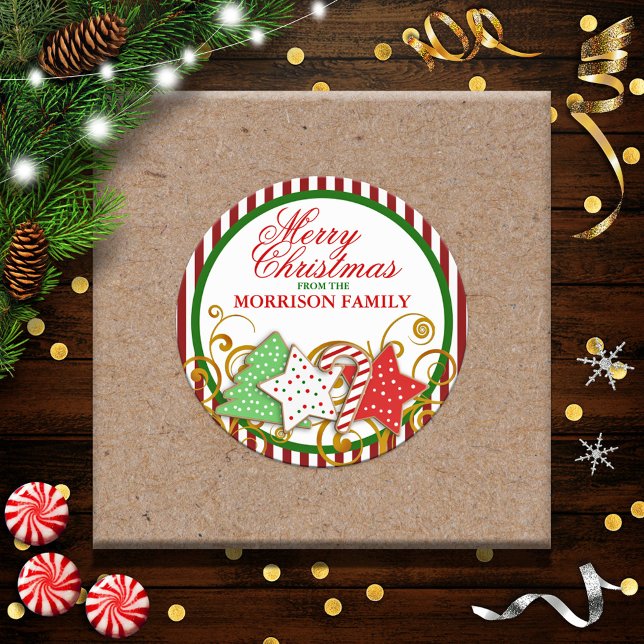 Personalised Christmas Cookies Classic Round Sticker (Creator Uploaded)