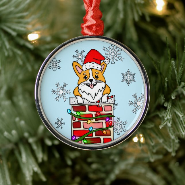Personalised Christmas Corgi   Metal Tree Decoration (Tree)