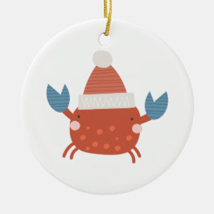 Personalised Christmas Crab/"Sandy Claws" Ceramic Tree Decoration