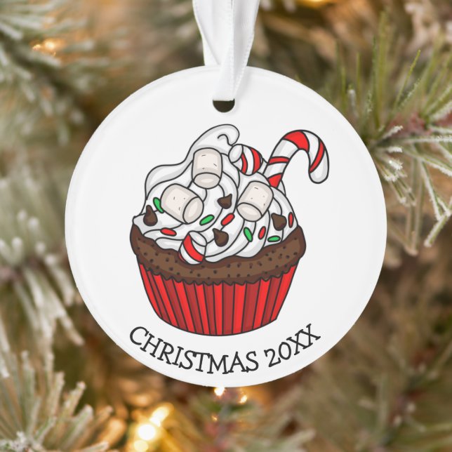 Personalised Christmas Cupcake Ornament (Tree)
