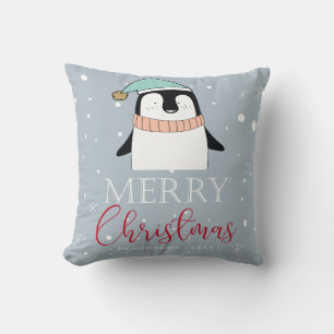 Personalised Christmas Cute penguin Cushion