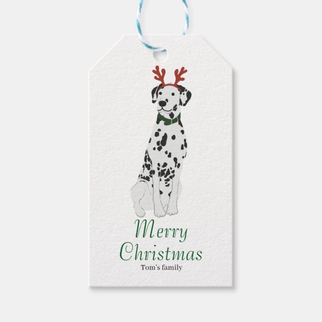 Personalised Christmas Dalmatian  Gift Tags (Front)