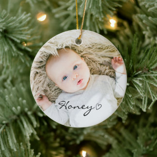 personalised Christmas Decor, Custom family photo Ceramic Tree Decoration