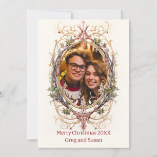 Personalised Christmas Decorative Oval  Holiday Card