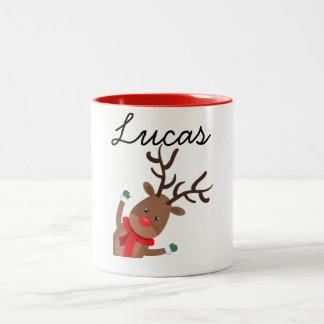 Personalised Christmas Deer Face Christmas Mug