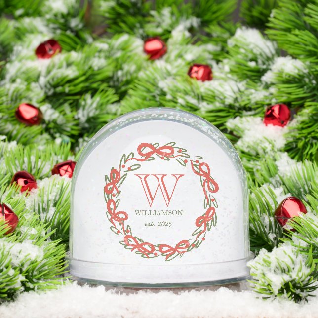 Personalised Christmas Doodles Monogram Wreath Snowglobe (Christmas)