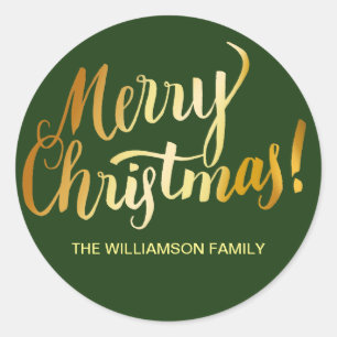 Personalised Christmas Envelope Seal  Green Gold