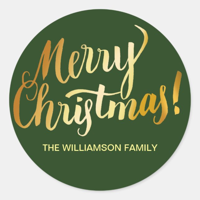 Personalised Christmas Envelope Seal  Green Gold (Front)