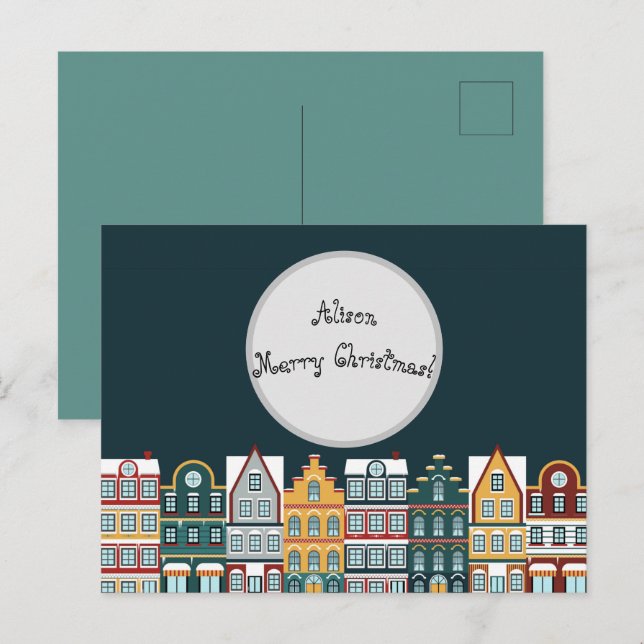 Personalised Christmas Eve Houses  Postcard (Front/Back)