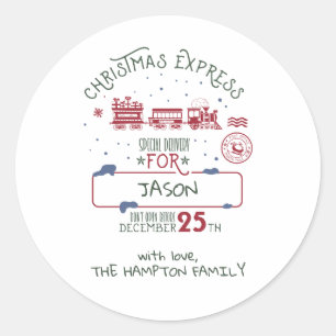 Personalised Christmas Express Train Santa Classic Round Sticker