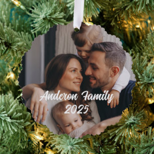 Personalised Christmas Family Custom Photo Text  Tree Decoration Card