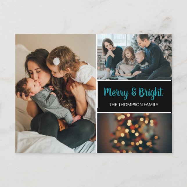 Personalised Christmas Family Photo Collage Announcement Postcard (Front)