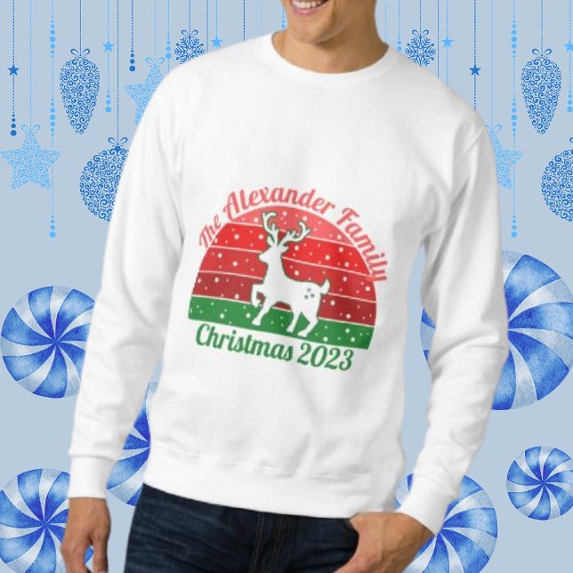 Personalised Christmas Family Retro Snow Reindeer T-Shirt (Creator Uploaded)