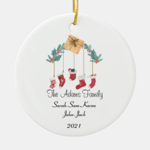 Personalised Christmas Family Stockings Ceramic Tree Decoration