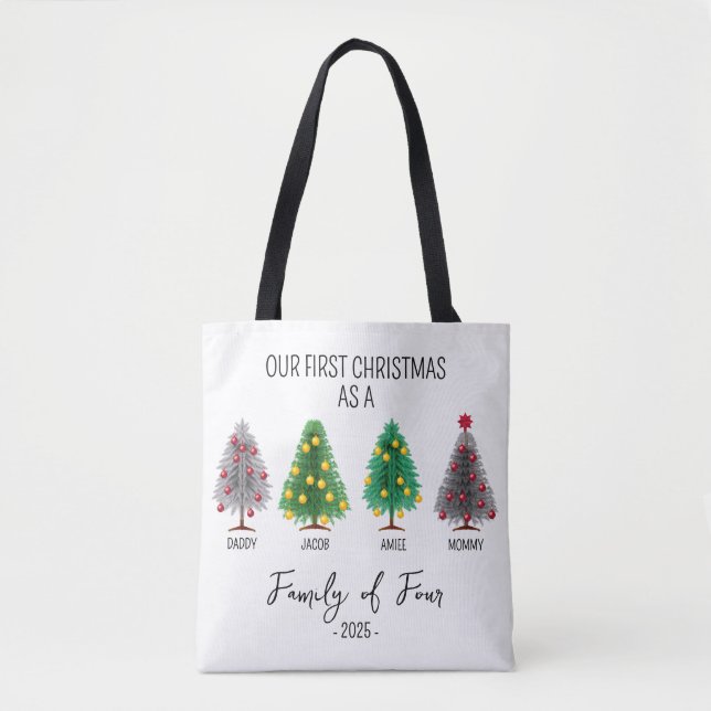 Personalised Christmas Family Tree Tote Bag (Front)