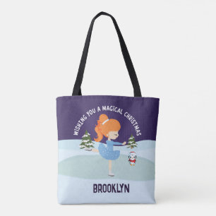 Personalised Christmas Figure Skater Tote Bag